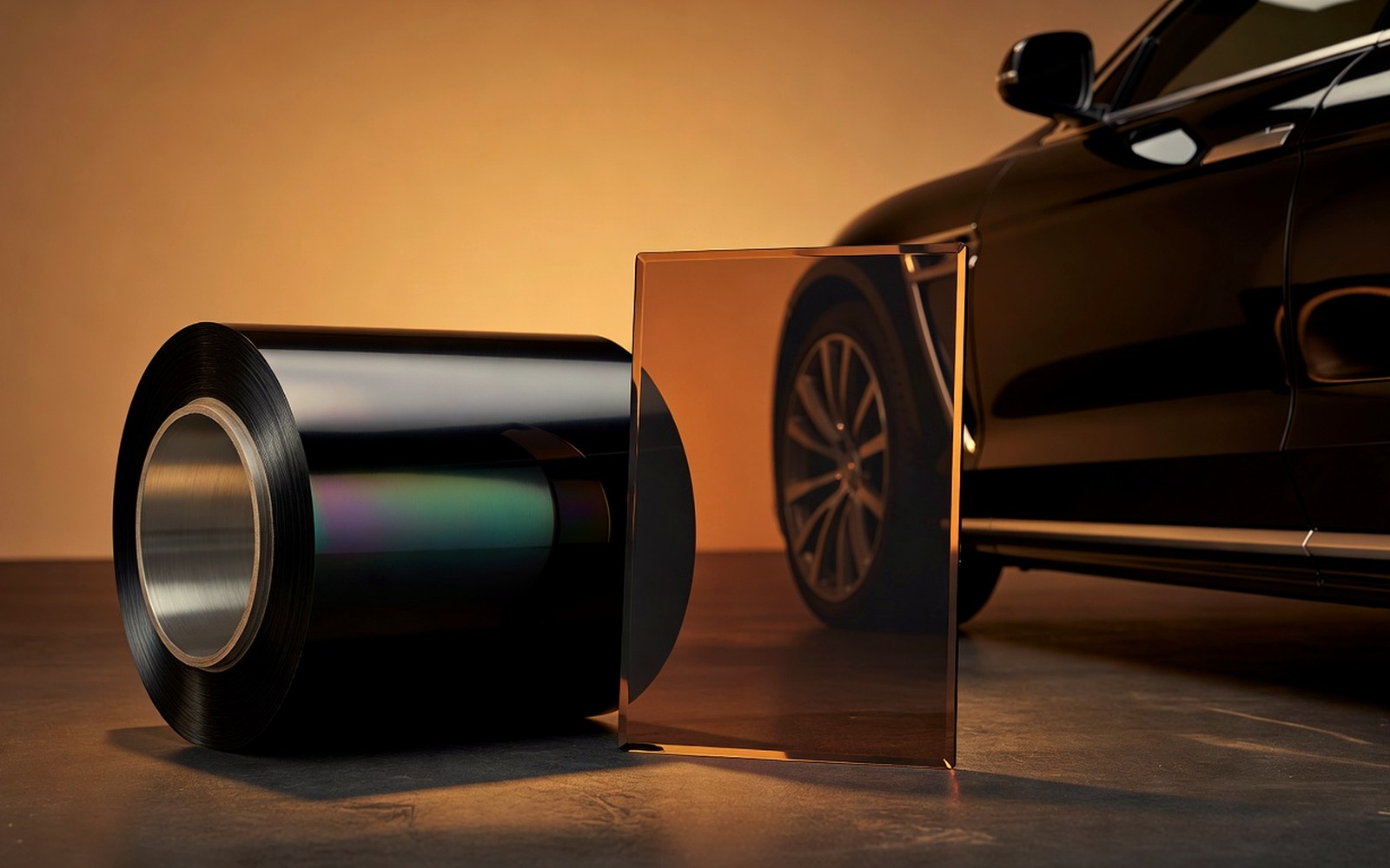 Premium window film roll and clean tinted glass for XPEL-style ceramic tint comparison